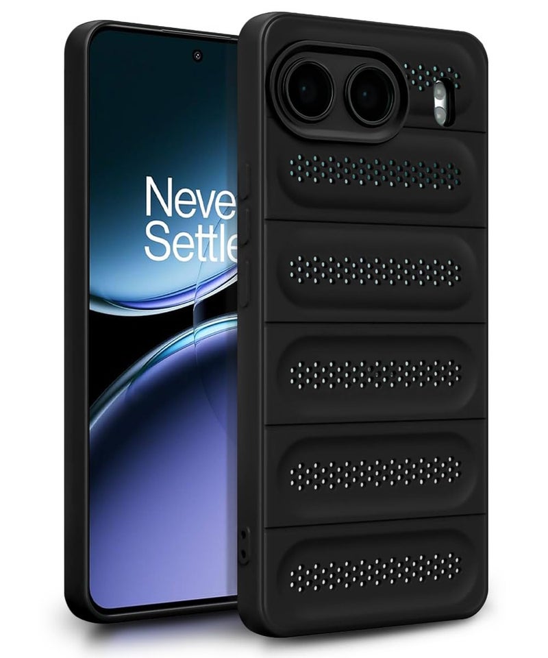 WOW IMAGINE Ultimate Silicone Back Cover Case for 1+ OnePlus Nord 4 5G | Heat Dissipation Thin Soft TPU | 360° Camera Protection | Breathable Cooling Holes – Pitch Black - Image 1