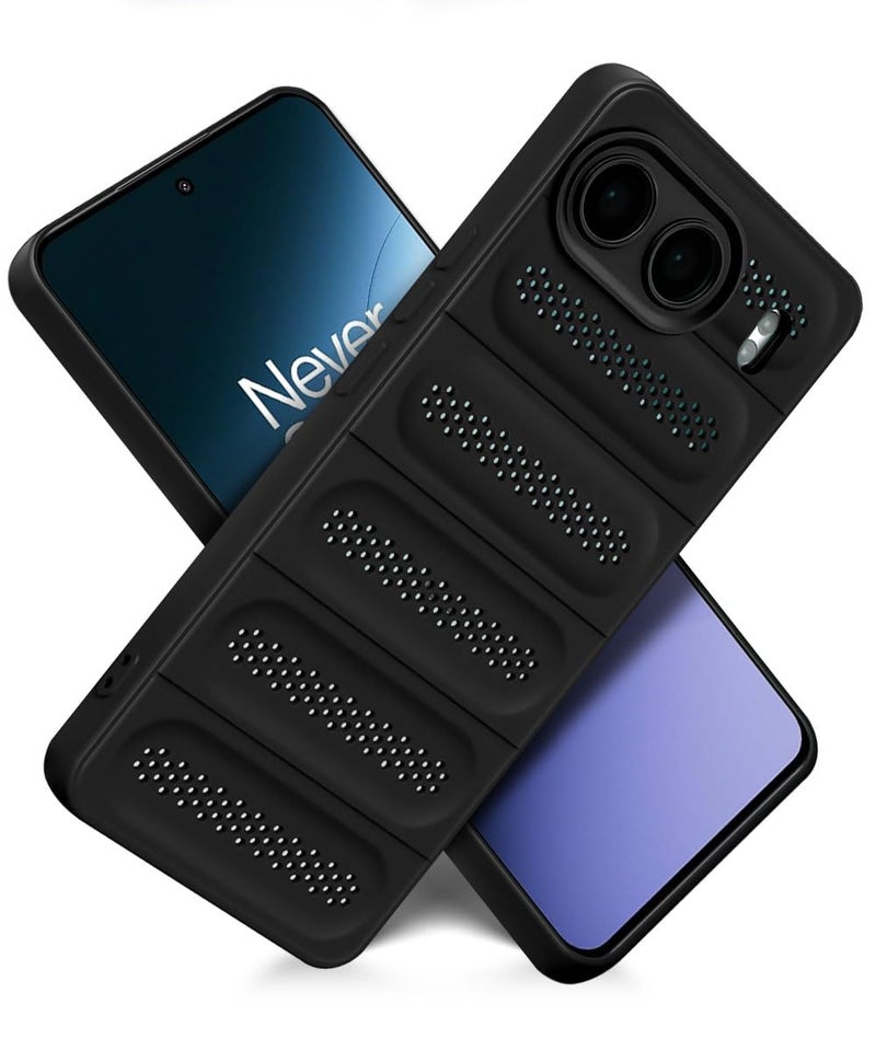 WOW IMAGINE Ultimate Silicone Back Cover Case for 1+ OnePlus Nord 4 5G | Heat Dissipation Thin Soft TPU | 360° Camera Protection | Breathable Cooling Holes – Pitch Black - Image 2