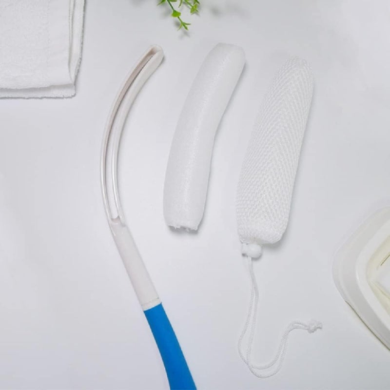 Shuiniba Body Back Bath Brush Curve Long Handle Mesh Bag Sponge Replaceable Scrubbing Brush Exfoliating Skin Shower Brush Length 1535 Inch39cm - Image 5