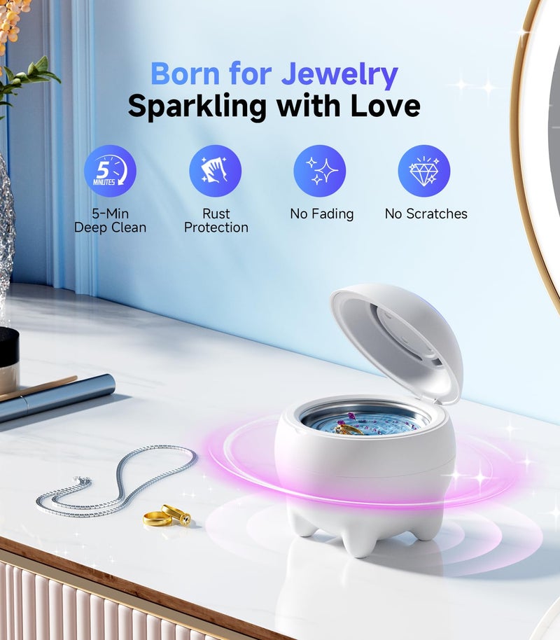 JoyHood Ultrasonic Jewelry Cleaner Machine, 45KHz Retainer Cleaner Ultrasonic Professional for Dentures, Ring, Earrings Sterling Silver Deep Cleaning with 4 Modes, Timer, Low Noise, 304 Stainless Steel Tank - Image 4
