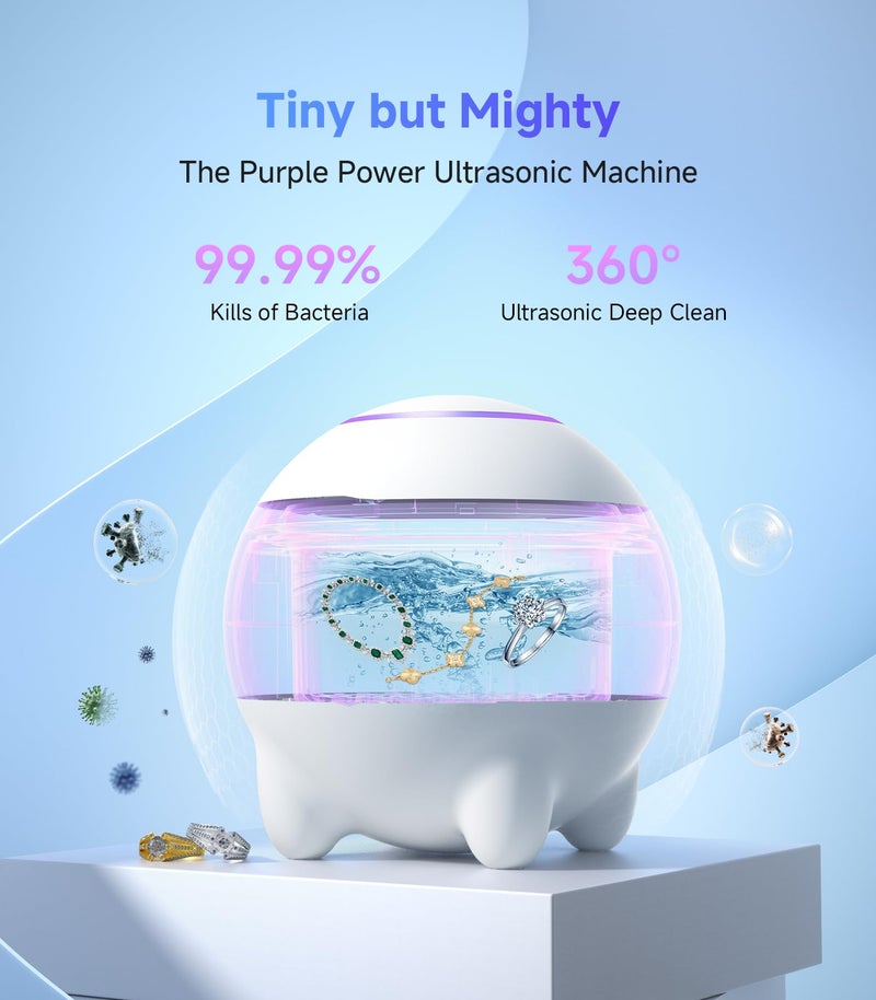 JoyHood Ultrasonic Jewelry Cleaner Machine, 45KHz Retainer Cleaner Ultrasonic Professional for Dentures, Ring, Earrings Sterling Silver Deep Cleaning with 4 Modes, Timer, Low Noise, 304 Stainless Steel Tank - Image 2