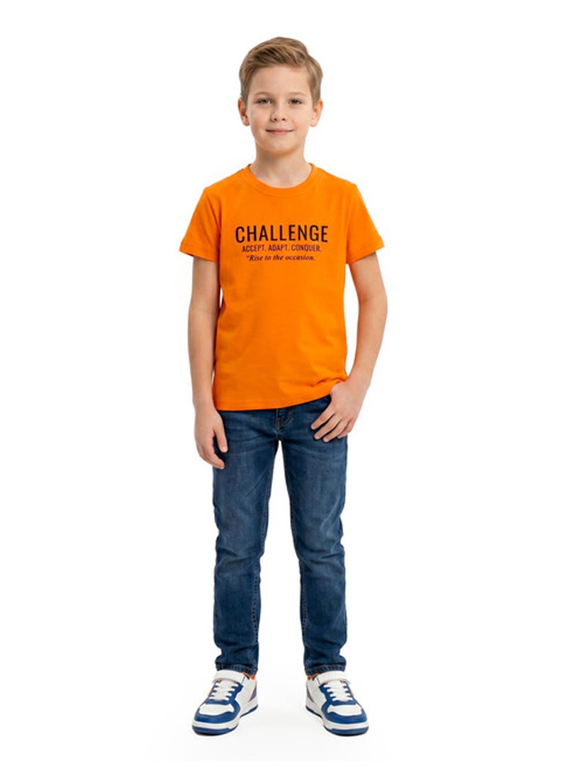 Andora Short Sleeves Printed Boys T-Shirt - Orange - Image 4