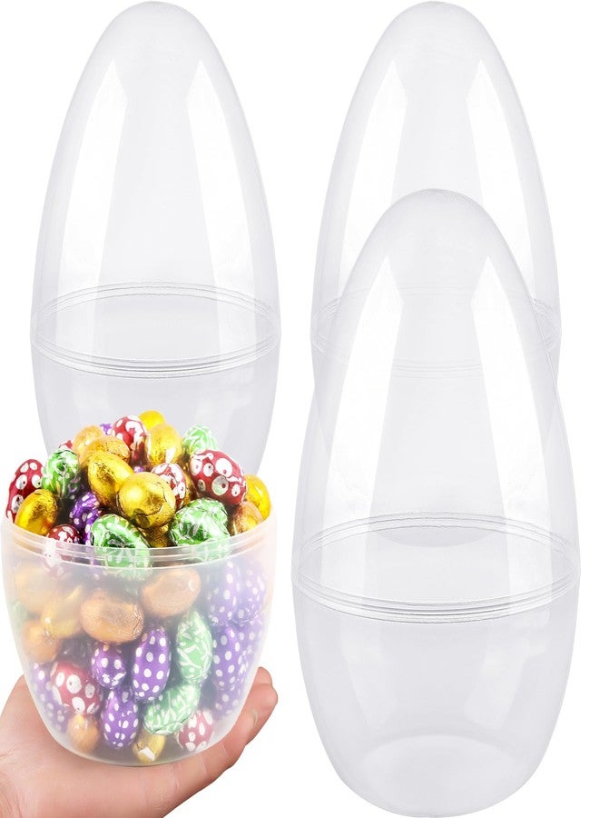 Restroma 12 Inch/ 10 inch/ 8 inch Giant Clear Plastic Easter Eggs Fillable 3/4/ 8/9/ 12 Pcs Jumbo Transparent Plastic Easter Egg Empty Surprise Eggs for Easter Stuffers (3 Pcs - Clear (10 Inch)) - Image 1