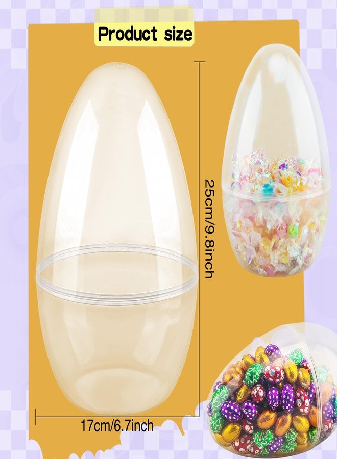 Restroma 12 Inch/ 10 inch/ 8 inch Giant Clear Plastic Easter Eggs Fillable 3/4/ 8/9/ 12 Pcs Jumbo Transparent Plastic Easter Egg Empty Surprise Eggs for Easter Stuffers (3 Pcs - Clear (10 Inch)) - Image 2
