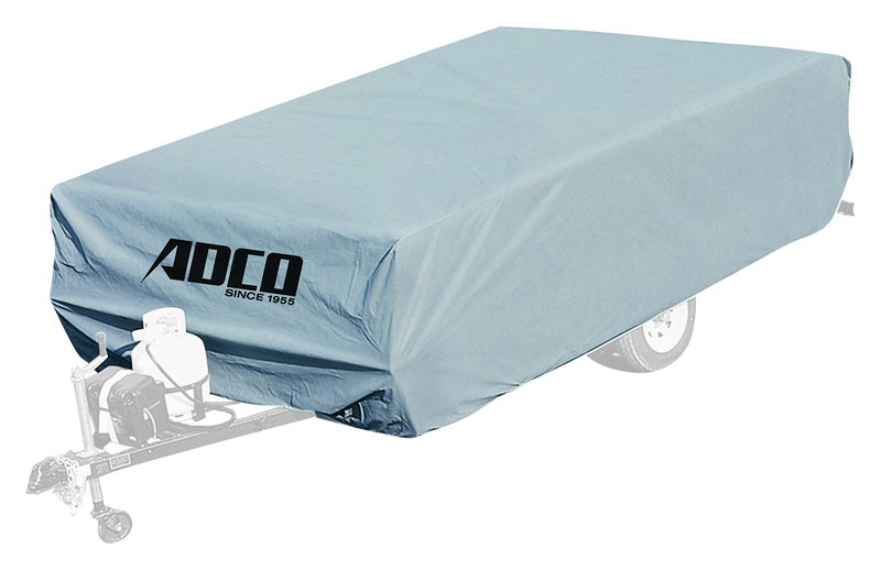 ADCO غطاء بولي بروبيلين قابل للطي من ADCO 2892، يناسب مقطورات 10'1" - 12'، رمادي/أبيض - Image 1