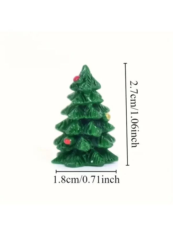 Green Miniature Christmas Tree Ornaments Dollhouse Accessories 10Pcs - Image 1