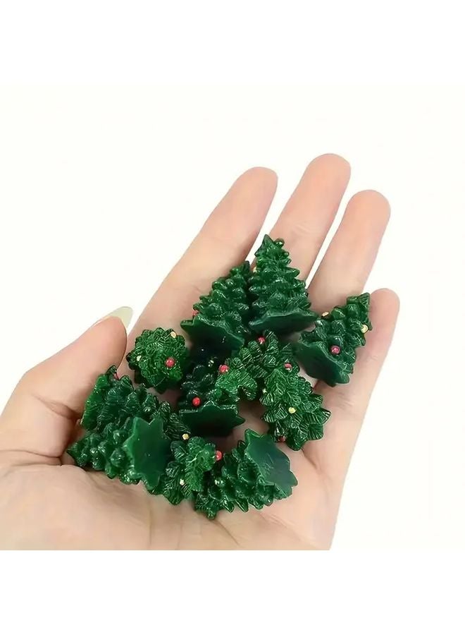 Green Miniature Christmas Tree Ornaments Dollhouse Accessories 10Pcs - Image 4