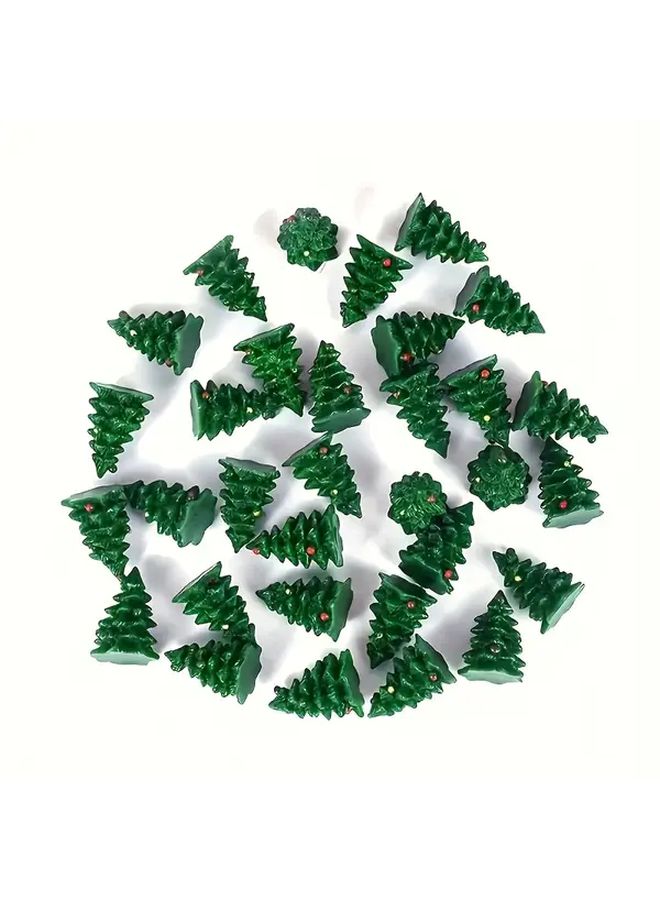 Green Miniature Christmas Tree Ornaments Dollhouse Accessories 10Pcs - Image 3