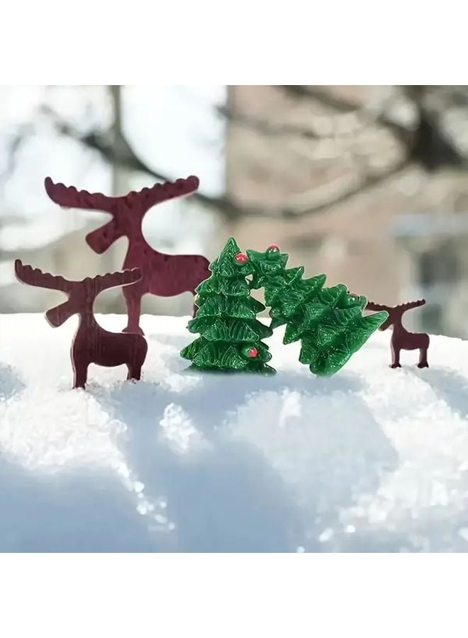 Green Miniature Christmas Tree Ornaments Dollhouse Accessories 10Pcs - Image 2