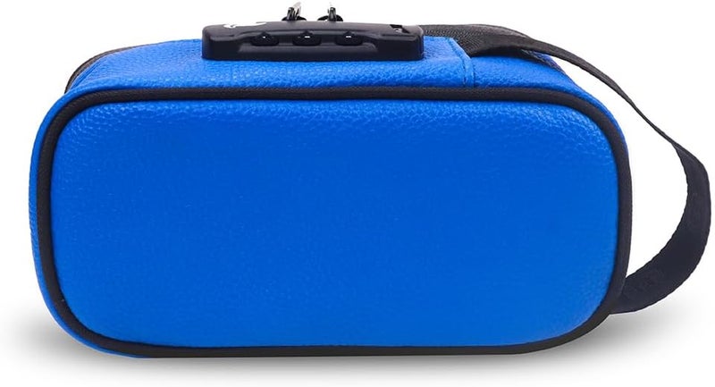 Skunk Sidekick Smell Proof Case w/Combo Lock - SK9 Premium odorless Technology (Navy Blue Leather w/Brown) - Image 3
