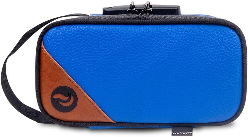 Skunk Sidekick Smell Proof Case w/Combo Lock - SK9 Premium odorless Technology (Navy Blue Leather w/Brown) - Image 2