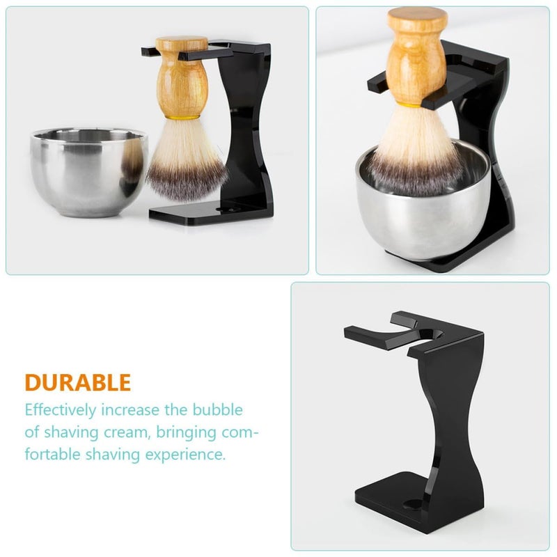 Black Acrylic Shaving Brush Razor Holder Stand Set Mens Grooming Bathroom Organizer - Image 4