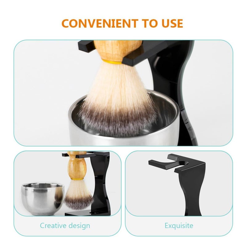 Black Acrylic Shaving Brush Razor Holder Stand Set Mens Grooming Bathroom Organizer - Image 5
