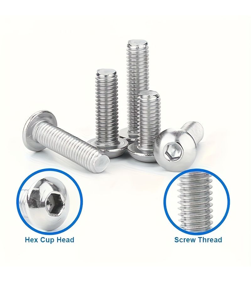 600Pcs M3 M4 M5 M6 Stainless Steel Hexagon Socket Bolts Nuts Washers Combination Set Hexagon Socket Round Head Screws DIY Tool Screw Nut Kit - Image 5