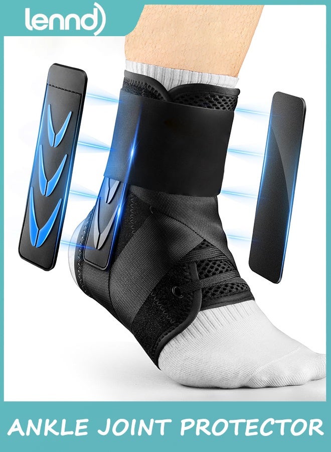 LENND Slim-Fit Ankle Brace for Sprained Ankle, Quick Lace Up Ankle Support for Women Men with 2 Auto-Shaped Pads, Air Fabric Cool Ankle Stabilizer for Injury Recover, Running,Sports - Image 1