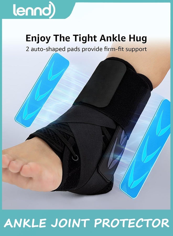 LENND Slim-Fit Ankle Brace for Sprained Ankle, Quick Lace Up Ankle Support for Women Men with 2 Auto-Shaped Pads, Air Fabric Cool Ankle Stabilizer for Injury Recover, Running,Sports - Image 2