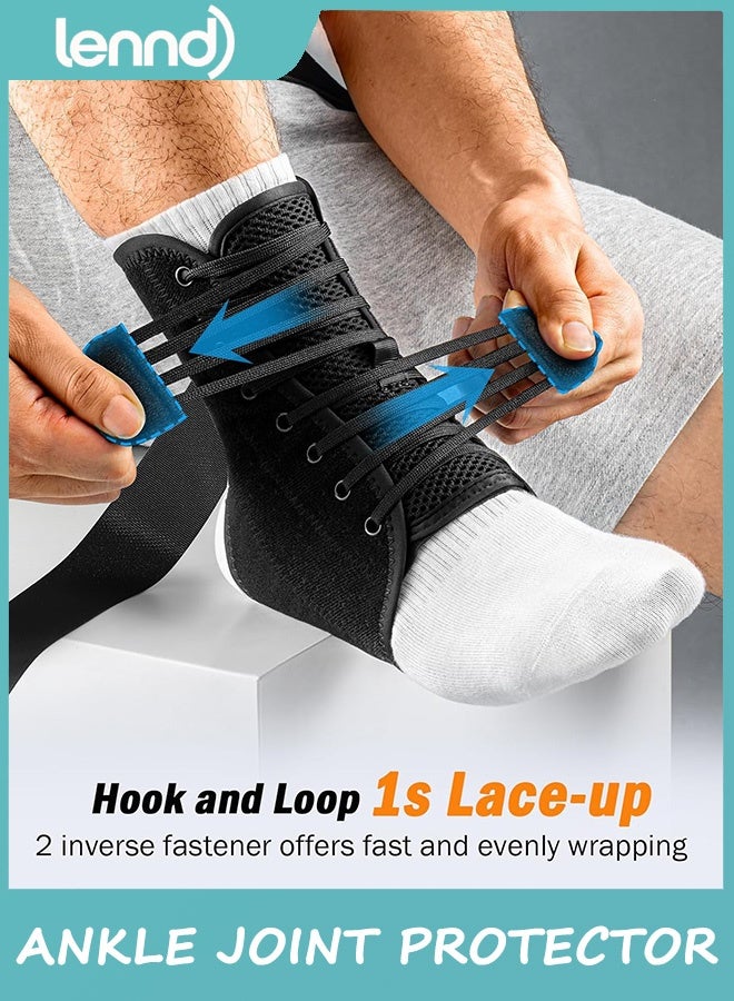 LENND Slim-Fit Ankle Brace for Sprained Ankle, Quick Lace Up Ankle Support for Women Men with 2 Auto-Shaped Pads, Air Fabric Cool Ankle Stabilizer for Injury Recover, Running,Sports - Image 3
