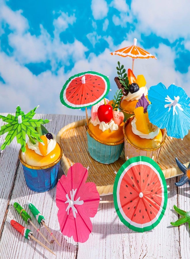 FFNIU Drink Umbrellas, 150 Pcs Cocktail Umbrellas for Drinks, Drink Cocktail Picks Tiki Bars, Fruit Plate and Birthday Party, Assorted Colors, 3 Styles - Image 2