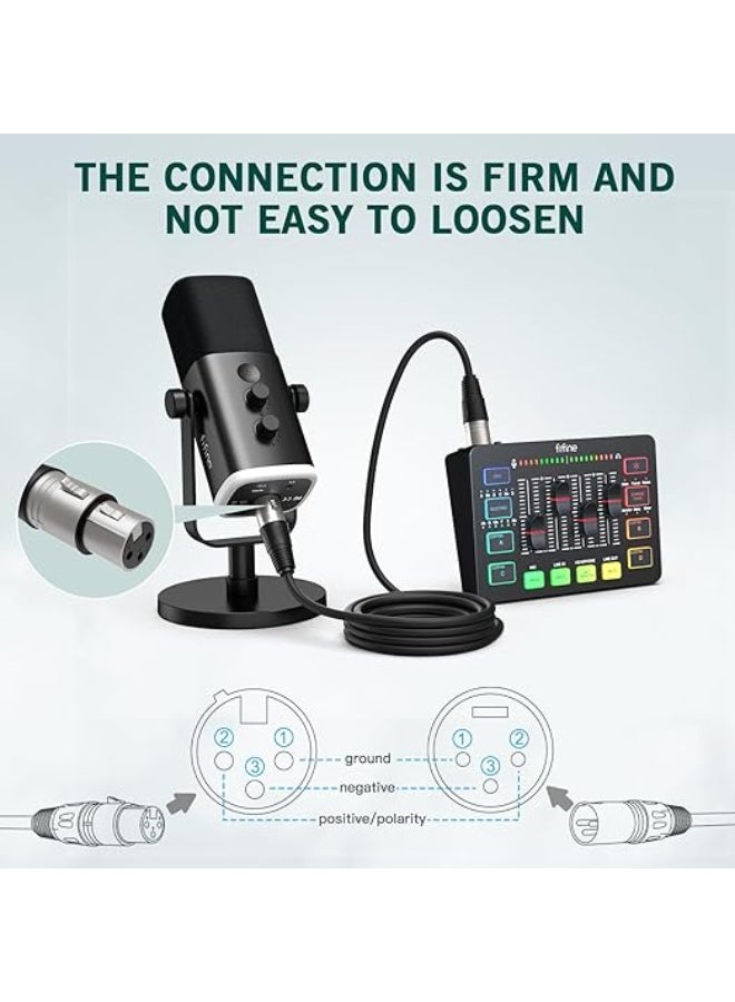 FIFINE XLR Microphone Cable 10ft, XLR Male to Female Mic Audio Cord with Balanced 3 PIN, Speaker Cable, Mic Wire, for Recording Podcast Streaming, Black-L9 - Image 4