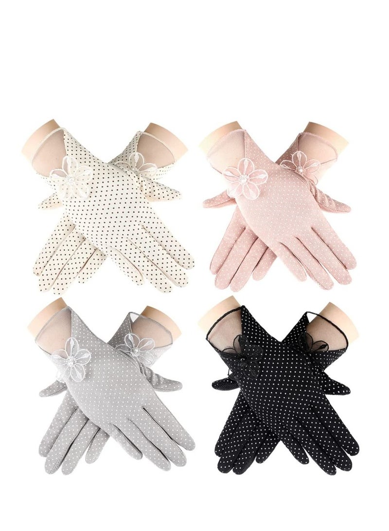 SYOSI Sun Protective Gloves for Women Summer UV Protection Sunblock Gloves Lace Gloves Elegant Short Gloves Party Gloves Touchscreen Gloves for Women Girls 4 Pairs - Image 2