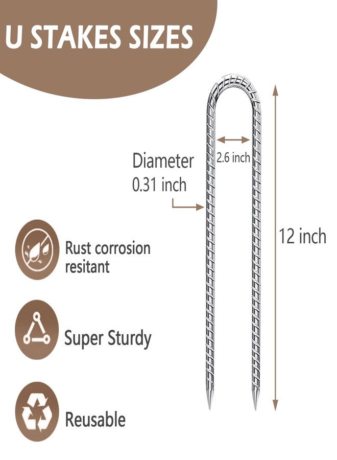 ARRYNTHEON Trampoline Anchors Wind Stakes 12 Inch U- Shaped Ground Anchors Rebar Stakes Heavy Duty for Camping Tent, Soccer Goals, Trampoline Accessories, Dog Fence, 9 Pack - Image 2
