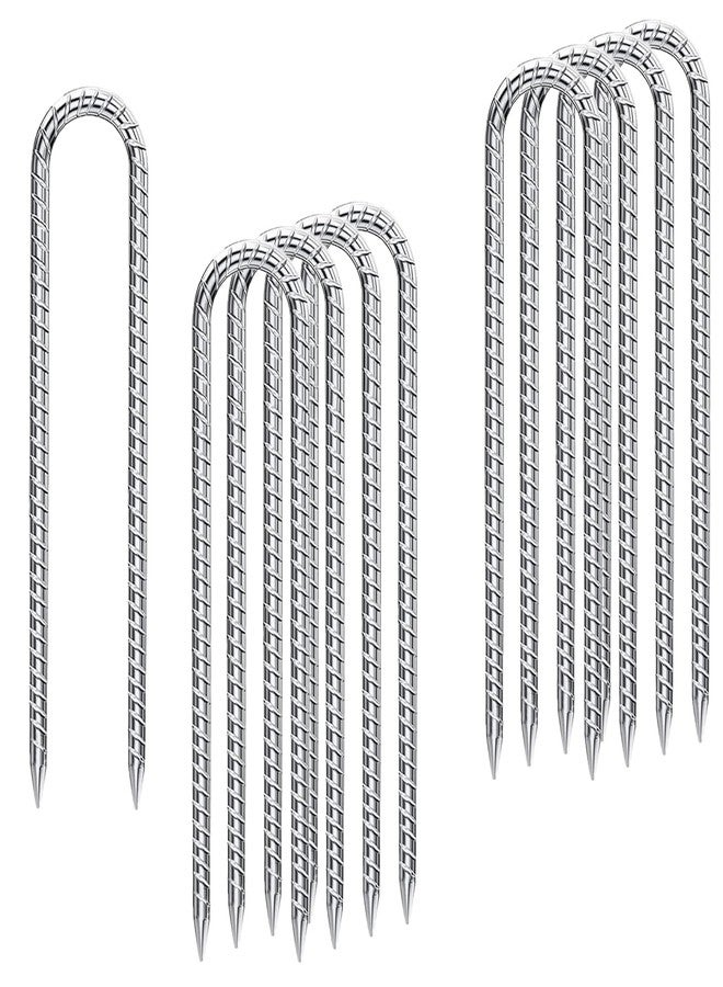 ARRYNTHEON Trampoline Anchors Wind Stakes 12 Inch U- Shaped Ground Anchors Rebar Stakes Heavy Duty for Camping Tent, Soccer Goals, Trampoline Accessories, Dog Fence, 9 Pack - Image 1