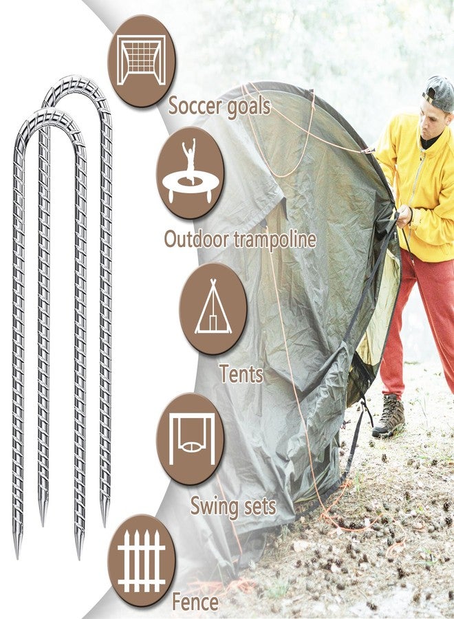 ARRYNTHEON Trampoline Anchors Wind Stakes 12 Inch U- Shaped Ground Anchors Rebar Stakes Heavy Duty for Camping Tent, Soccer Goals, Trampoline Accessories, Dog Fence, 9 Pack - Image 4