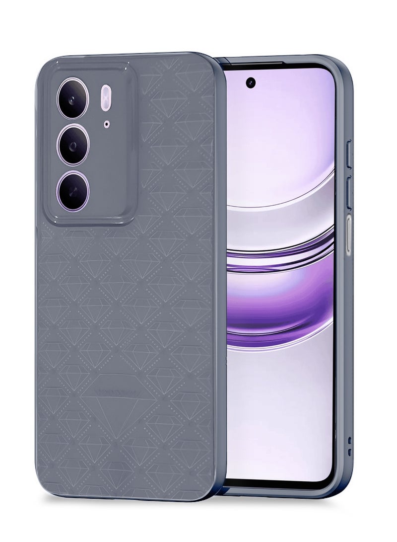 Wtech Realme C75 5G 2025 Liquid Silicone Carbon Fiber Texture Case Cover (MCFPSN) - Grey - Image 1