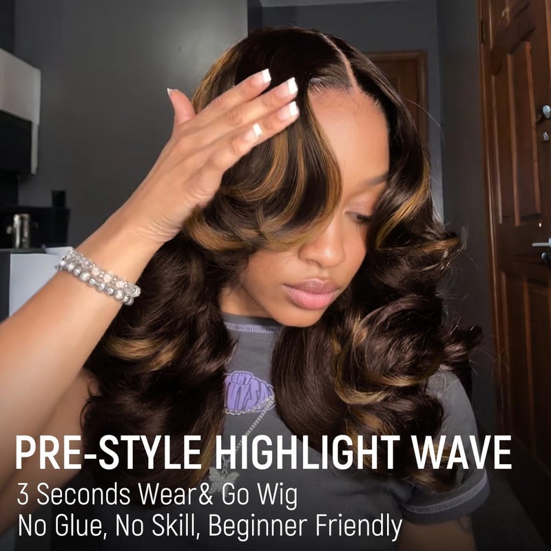 mscoco Highlight Wear and Go Glueless Wigs Human Hair Pre Plucked Pre Cut Honey Blonde Wig 6Ã—5 Loose Body Wave HD Lace Closure Wigs Human Hair for Black Women Pre Bleached Knots 200% Density 18inch - Image 5