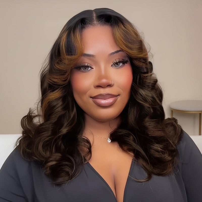 mscoco Highlight Wear and Go Glueless Wigs Human Hair Pre Plucked Pre Cut Honey Blonde Wig 6Ã—5 Loose Body Wave HD Lace Closure Wigs Human Hair for Black Women Pre Bleached Knots 200% Density 18inch - Image 1