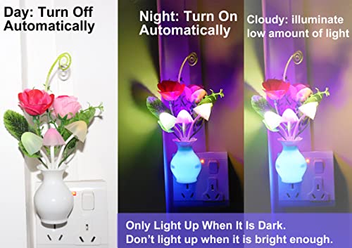 AUSAYE 1Pack Plug in LED Night Light Auto Dusk to Dawn Sensor,0.5W Energy Saving Lamp Dream Nightlight Rose Flower Mushroom Night Lights for Kids Adults Bedroom,Bathroom,Living Room,Kitchen,Hallway - Image 4