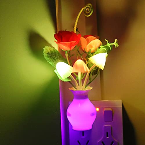 AUSAYE 1Pack Plug in LED Night Light Auto Dusk to Dawn Sensor,0.5W Energy Saving Lamp Dream Nightlight Rose Flower Mushroom Night Lights for Kids Adults Bedroom,Bathroom,Living Room,Kitchen,Hallway - Image 2
