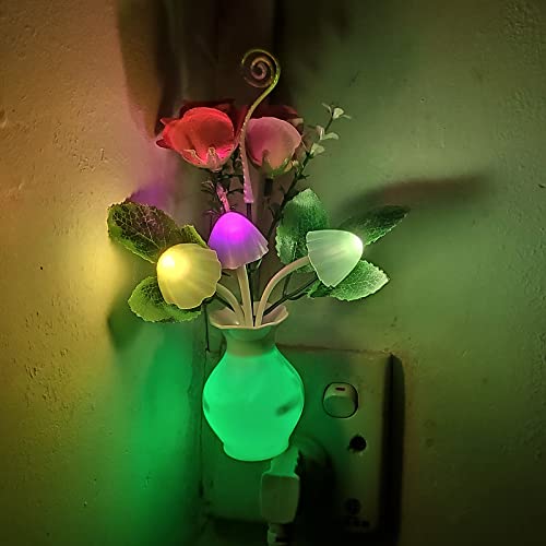 AUSAYE 1Pack Plug in LED Night Light Auto Dusk to Dawn Sensor,0.5W Energy Saving Lamp Dream Nightlight Rose Flower Mushroom Night Lights for Kids Adults Bedroom,Bathroom,Living Room,Kitchen,Hallway - Image 5