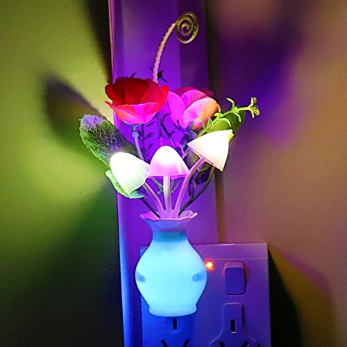 AUSAYE 1Pack Plug in LED Night Light Auto Dusk to Dawn Sensor,0.5W Energy Saving Lamp Dream Nightlight Rose Flower Mushroom Night Lights for Kids Adults Bedroom,Bathroom,Living Room,Kitchen,Hallway - Image 3