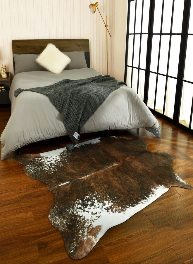 BENRON Faux Cowhide Rug Retro Cow Print Rugs Western Decor Animal Rugs for Living Room Bedroom, Olive Green (140x158cm,55x62in) - Image 5