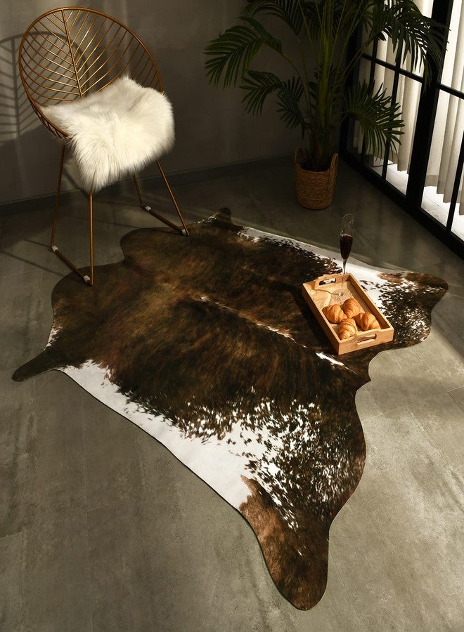 BENRON Faux Cowhide Rug Retro Cow Print Rugs Western Decor Animal Rugs for Living Room Bedroom, Olive Green (140x158cm,55x62in) - Image 4
