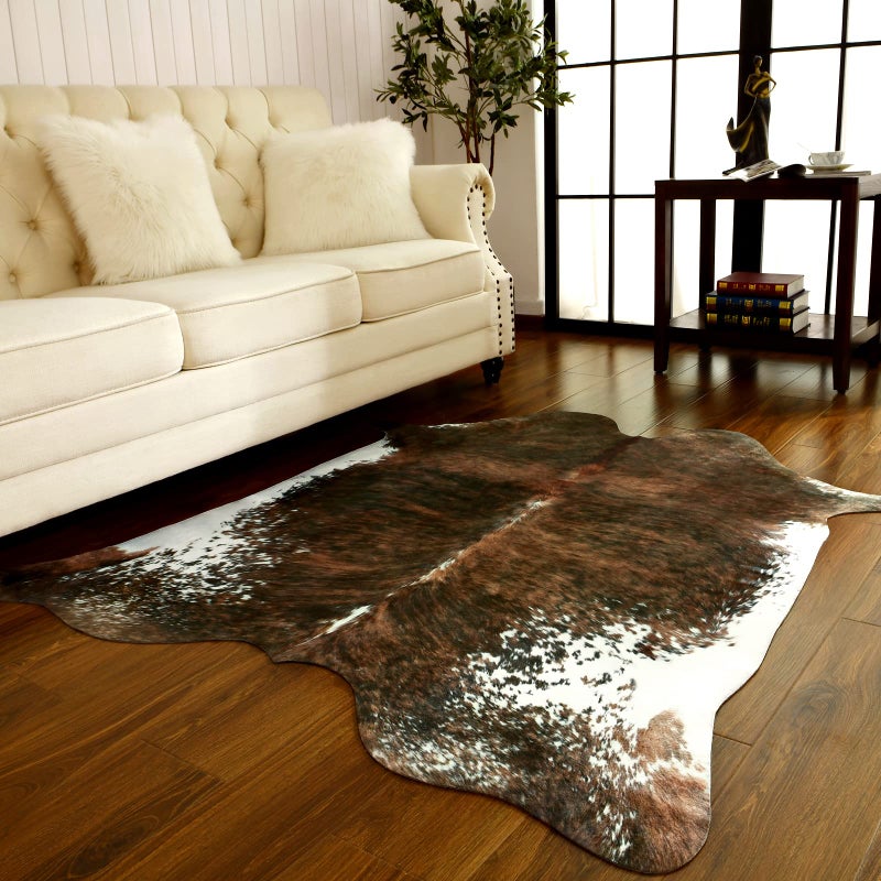 BENRON Faux Cowhide Rug Retro Cow Print Rugs Western Decor Animal Rugs for Living Room Bedroom, Olive Green (140x158cm,55x62in) - Image 1