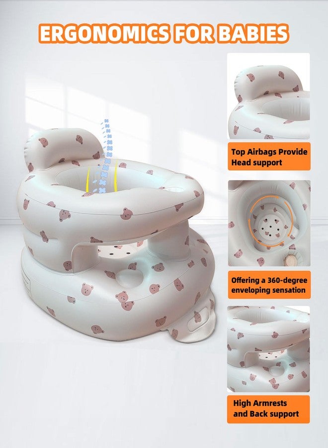 AGITVPS Inflatable Baby Seat for Babies 3-36 Months, Built in Air Pump Baby Chair Sit Me up Floor Seat for Baby, Bumbo Seat for Learning to Sit, Feeding, Camping (Bear-Surround) - Image 4