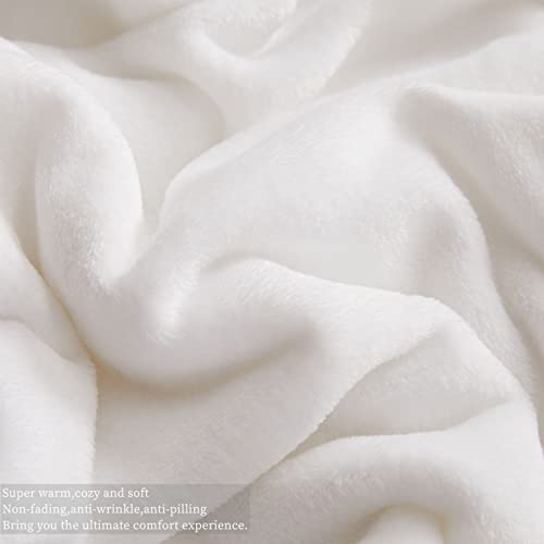 KMUSET Fleece Blanket Throw Size White Lightweight Super Soft Cozy Luxury Bed Blanket Microfiber - Image 3