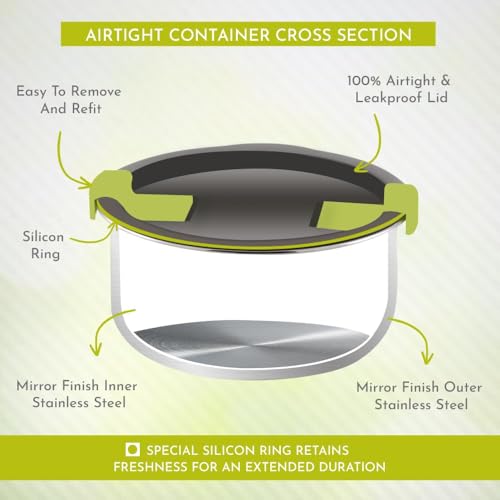 Magnus Olive 3 Lunch Box Set: Leak-Proof Stainless Steel Containers with Thermal Bag - Lunch Box for Kids and Lunch Boxes for Office Men - Airtight & Insulated Food Tiffin (950 ml) - Image 5