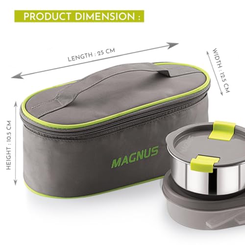 Magnus Olive 3 Lunch Box Set: Leak-Proof Stainless Steel Containers with Thermal Bag - Lunch Box for Kids and Lunch Boxes for Office Men - Airtight & Insulated Food Tiffin (950 ml) - Image 3