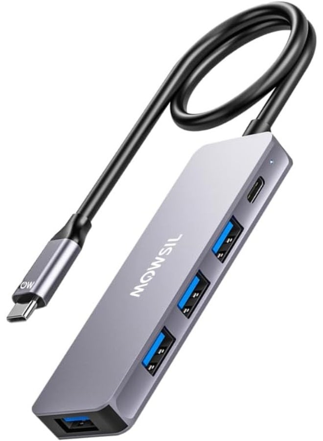 Mowsil USB-C Hub 5-in-1 Adapter, 4× USB-A 3.0 & 1× USB-C Port, 5Gbps - Image 1