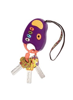B. Toys - Toy Car Keys - Key Fob With Lights & Sounds - Interactive Baby Toy - Pretend Keys For Babies, Toddlers - 10 Months + - Funkeys - Purple  - Image 1