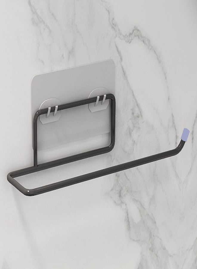 Plantex GI Steel No Drill Toilet Paper Roll Holder Self Adhesive/Toilet Paper Holder Self Adhesive/Hand Towel Holder for Bathroom Accessories (Black) - Image 1