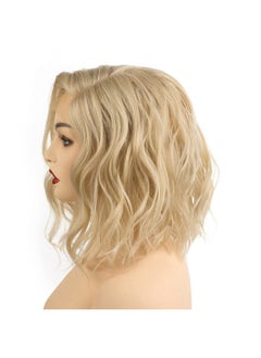 OneDor Shoulder Length Lace Front Short Wavy Hair Bob Wigs For Women (Blonde)  - Image 4
