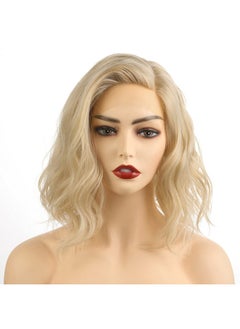 OneDor Shoulder Length Lace Front Short Wavy Hair Bob Wigs For Women (Blonde)  - Image 2