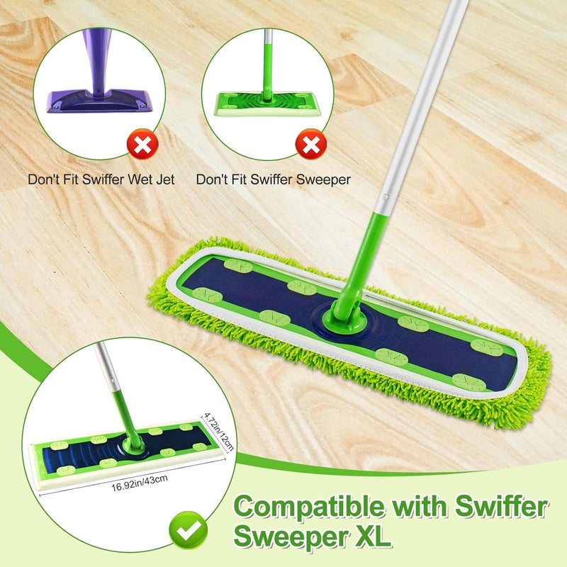 GFRED Mop Pads Compatible with Swiffer Sweeper XL Mop (Mixed Package (White&Green&Gray), 8 Pack Swiffer Swpper XL Elastic Pads) - Image 3