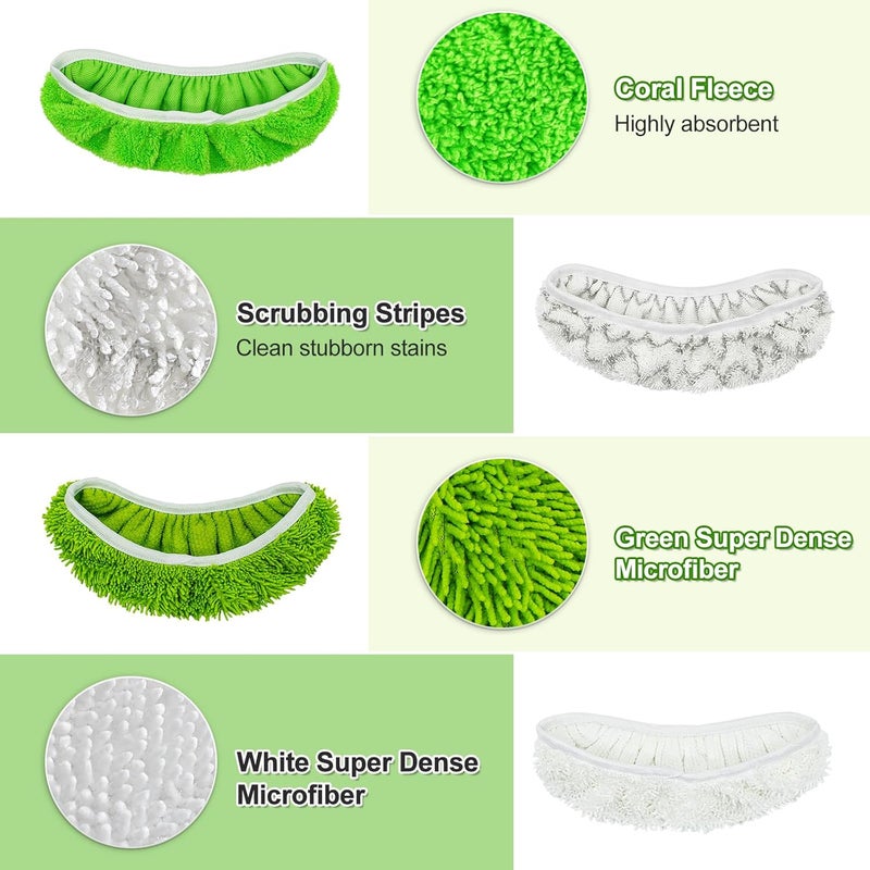 GFRED Mop Pads Compatible with Swiffer Sweeper XL Mop (Mixed Package (White&Green&Gray), 8 Pack Swiffer Swpper XL Elastic Pads) - Image 5