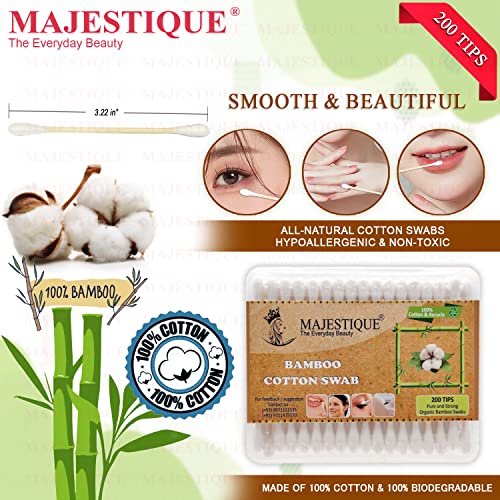 Majestique Baby Safety Cotton Swab | 100% Organic Soft Cotton Tips for Cleaning – Ideal for Babies & Adults Makeup Removal Cotton Sticks | Bamboo Cotton Swabs - 80-Swabs for Baby / 100-Swabs for Adults (Pack of 2) - Image 4