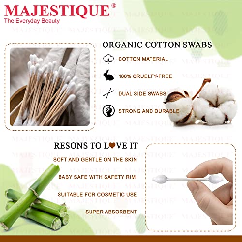 Majestique Baby Safety Cotton Swab | 100% Organic Soft Cotton Tips for Cleaning – Ideal for Babies & Adults Makeup Removal Cotton Sticks | Bamboo Cotton Swabs - 80-Swabs for Baby / 100-Swabs for Adults (Pack of 2) - Image 3